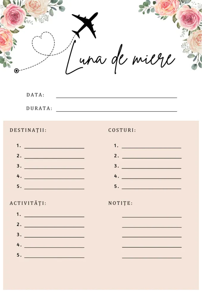 Pagina pentru luna de miere