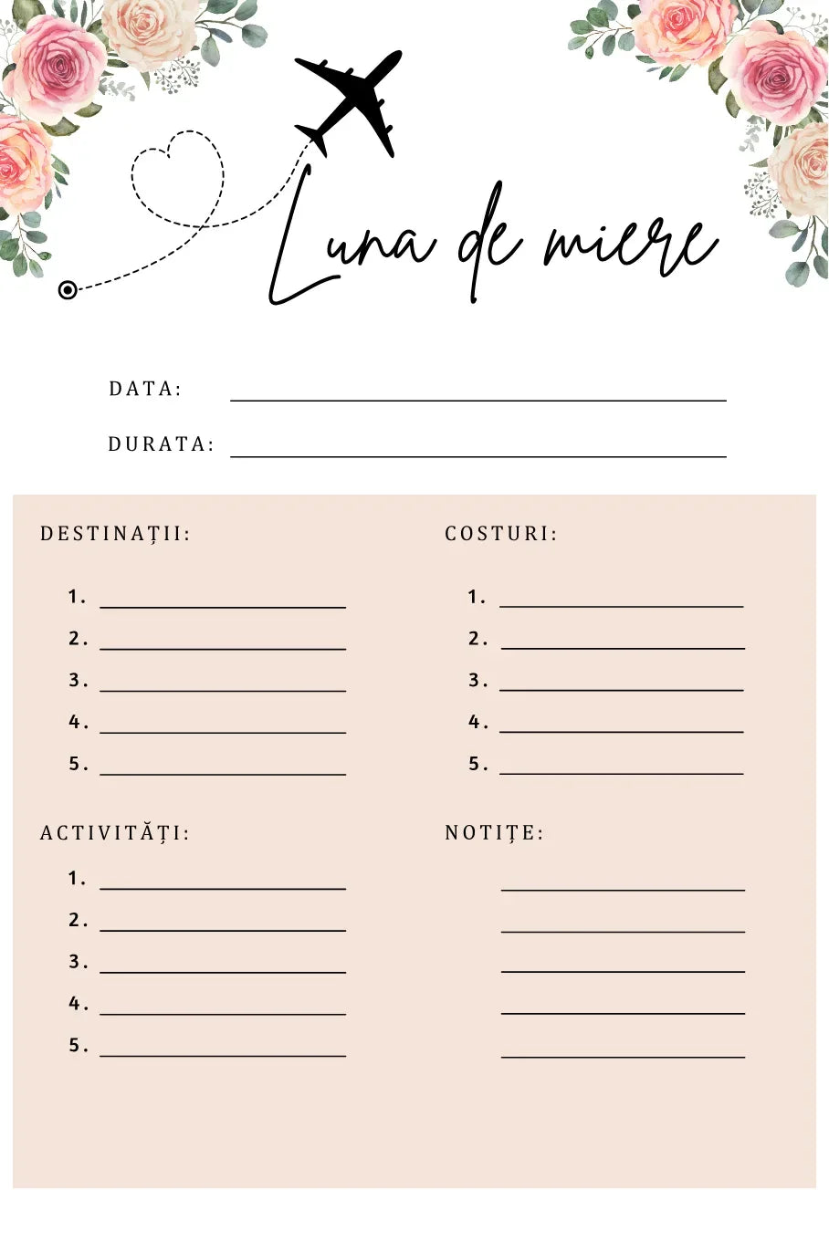 Pagina pentru luna de miere